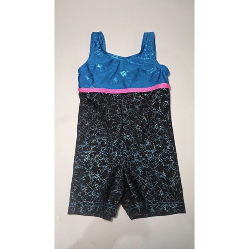 Jam Wear Leos Child S Girls Gymnastics Biketard Leotard‎ Metallic Blue & Pink